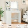 Vanity Desk With Mirror And Adjustable LED Lights, 3 Lighting Modes, Drawer And Storage Cabinet - White - Image 7