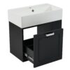 Modern Wall Mounted Bathroom Vanity With Sink, Soft Close Drawer, Adjustable Shelf, Toilet Paper Holder - Black - Image 12