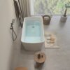 49'' Acrylic Freestanding Soaking Bathtub, Square-Shape Japanese Soaking Hot Tub, Sit-In Design With Chrome Overflow And Drain For Express Delivery 23Amazing-49 (W1920P179228) - Glossy White - Image 10
