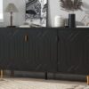 Modern TV Stand With 3 Doors And Adjustable Shelves For Living Room, Fits TVs Up To 70" - Black - Image 8