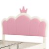 Full Size Upholstered Princess Bed With Crown Headboard, Full Size Platform Bed With Headboard And Footboard - White / Pink - Image 7