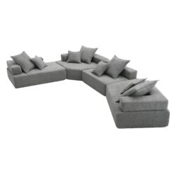 Oversized Modular U Shaped Sectional Sofa, Luxury Boucle Floor Couch Set, Convertible Sleeper Couch, Spacious Foam-Filled Sofa Bed, 4 Piece Free Combination - Gray