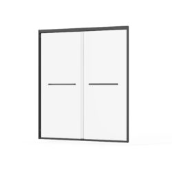 Double Sliding Glass Shower Door Aluminum Framed Enclosure Sgcc Clear Tempered Glass - Matte Black