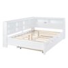 Wooden Full Size Daybed With Twin Size Trundle, Daybed With Storage Shelf And USB Charging Ports - White - Image 7