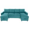 Convertible U Shaped Sectional Sofa With Storage Chaise Lounges & USB Ports - Teal - Image 17