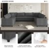 Modular Sectional Reversible U Shaped Couch Set, Free Combination Minimalist Style, Oversized 8 Seat Convertible Sofa - Gray - Image 16
