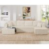Modern Minimalist U - Shape Modular Sectional Sofa Sleeper - Beige - Image 5