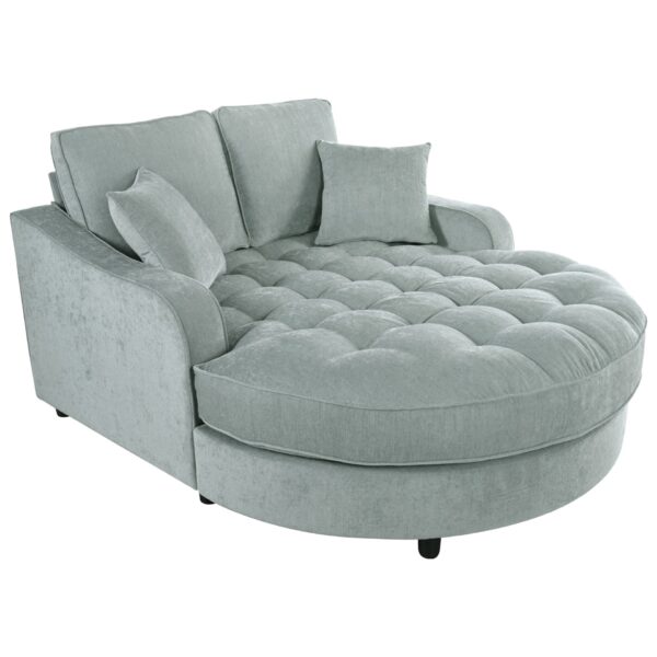 Modern Chaise Lounge Sofa Bed Upholstered Sofa Couch With Tufted Seat And Detachable Pillows For Living Room - Misty Green