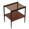 Modern Rectangle End Table (Set of 2) With Tempered Glass Tabletop And Layer - Brown - Image 8