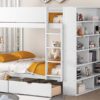 Full Over Full Bunk Bed With 2 Drawers And Multi-Layer Cabinet - White - Image 16