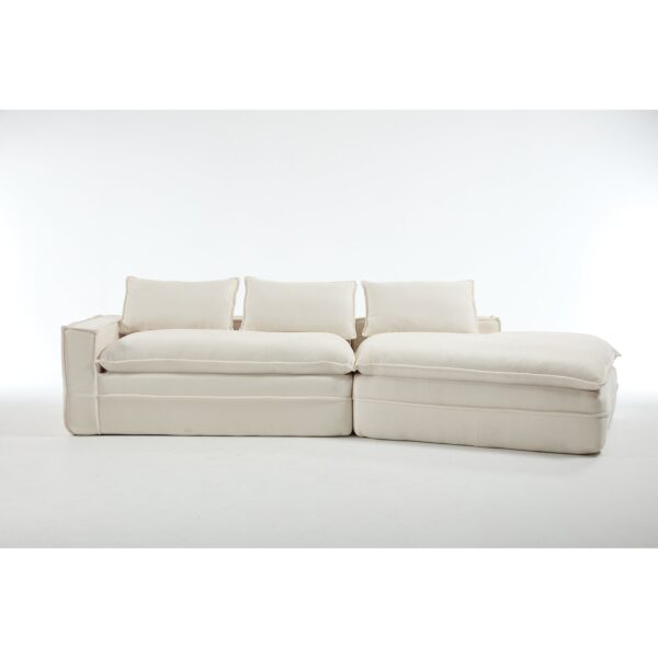 Modern Minimalist Modular Sectional Sofa With Upholstered Cloud Couch And Deep Seats - White