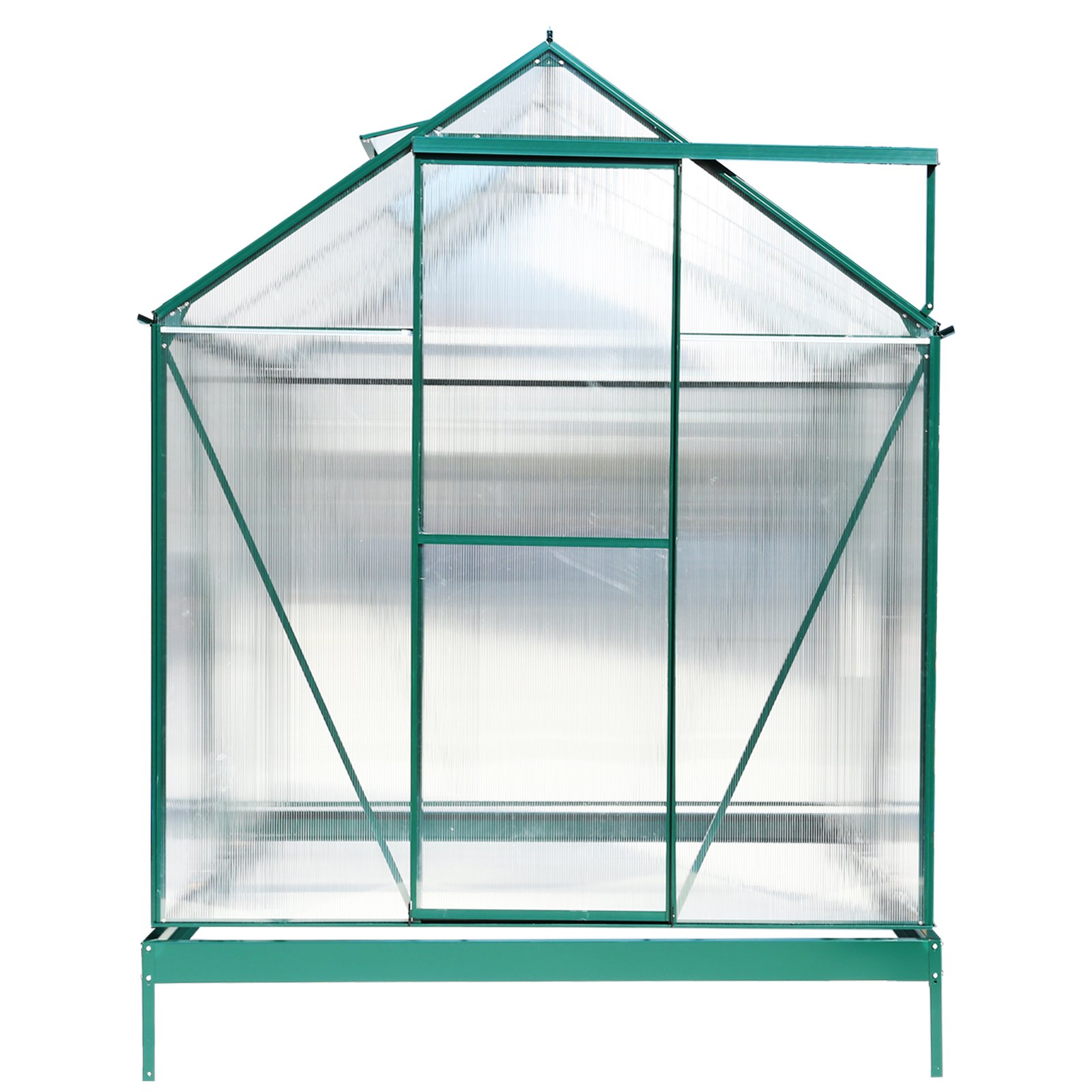 6.3'x6.2'x7' Polycarbonate Greenhouse, Heavy Duty Outdoor Aluminum Walk-In Green House Kit With Rain Gutter, Vent And Door For Backyard Garden - Green - Image 21