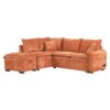 Convertible Sofa Bed Sectional Sofa Sleeper L-Shaped Sofa With A Storage Ottoman, Two Pillows, Two Power Sockets And Two USB Ports For Living Room - Orange - Image 11