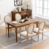 French Style Solid Wood Frame Antique Painting Linen Fabric Back Dining Chair (Set of 2) - Beige - Image 15