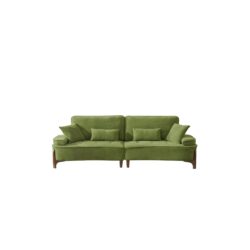 Cloud Velvet Deep Seated Sofa With Pillows - Green