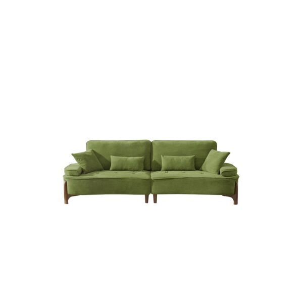 Cloud Velvet Deep Seated Sofa With Pillows - Green