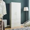 Emma - 2 Door Wood Closet With 2 Drawers And Hanging Bars - White - Image 4