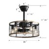 20" Industrial Caged Ceiling Fan With 7 - ABS Blades Remote Control, Small Ceiling Fan Reversible DC Motor - Black - Image 7