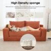 Compact Loveseat Sofa With Memory Foam & Steel Frame Convertible 2 In 1 Design - Orange - Image 8