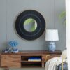Round Carter Wooden Mirror WithIron Frame Neutral Colorway Wall Decor For Live Space - Golden Black - Image 4