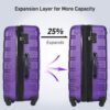 Hardshell Luggage Sets 4 Pieces + Bag Spinner Suitcase With Tsa Lock Lightweight - 16" / 20" / 24" / 28" Luggages - Purple - Image 4