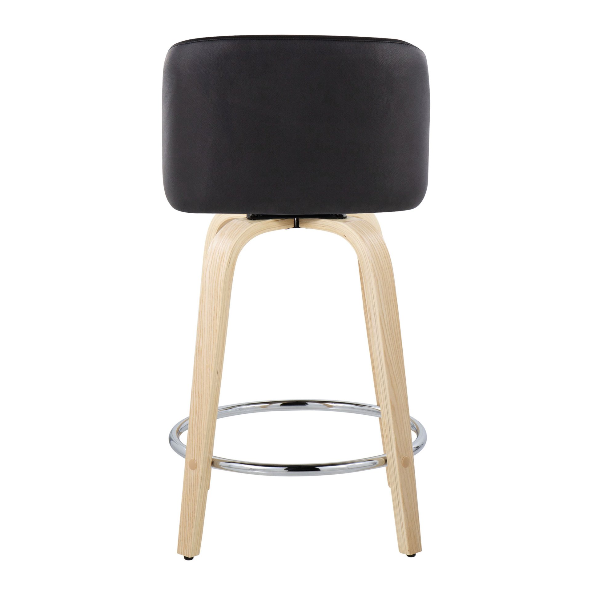 Toriano - Contemporary Fixed Height Counter Stool With Swivel With Round Footrest (Set of 2) - Natural / Black - Image 5