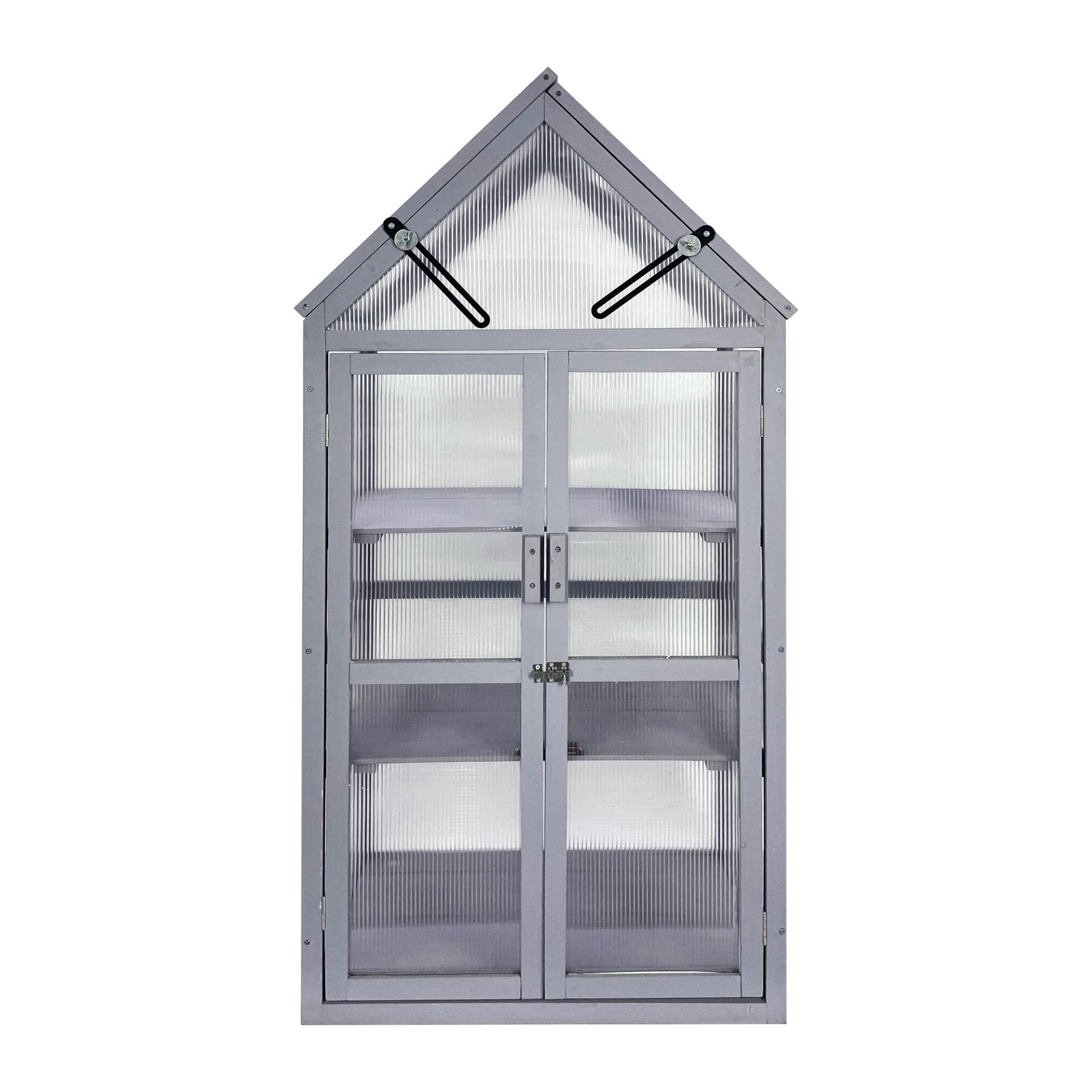 Mini Greenhouse Kit, Outdoor Small Green House, Wood, Plant Stand For Indoor Garden & Patio Balcony Apartments Porch Terrace Outsid Accessories, Uv-Resistant - Gray - Image 9