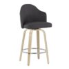 Ahoy - Mid-Century Modern Fixed Height Counter Stool With Natural Legs / Round Chrome Footrest (Set of 2) - Charcoal - Image 2