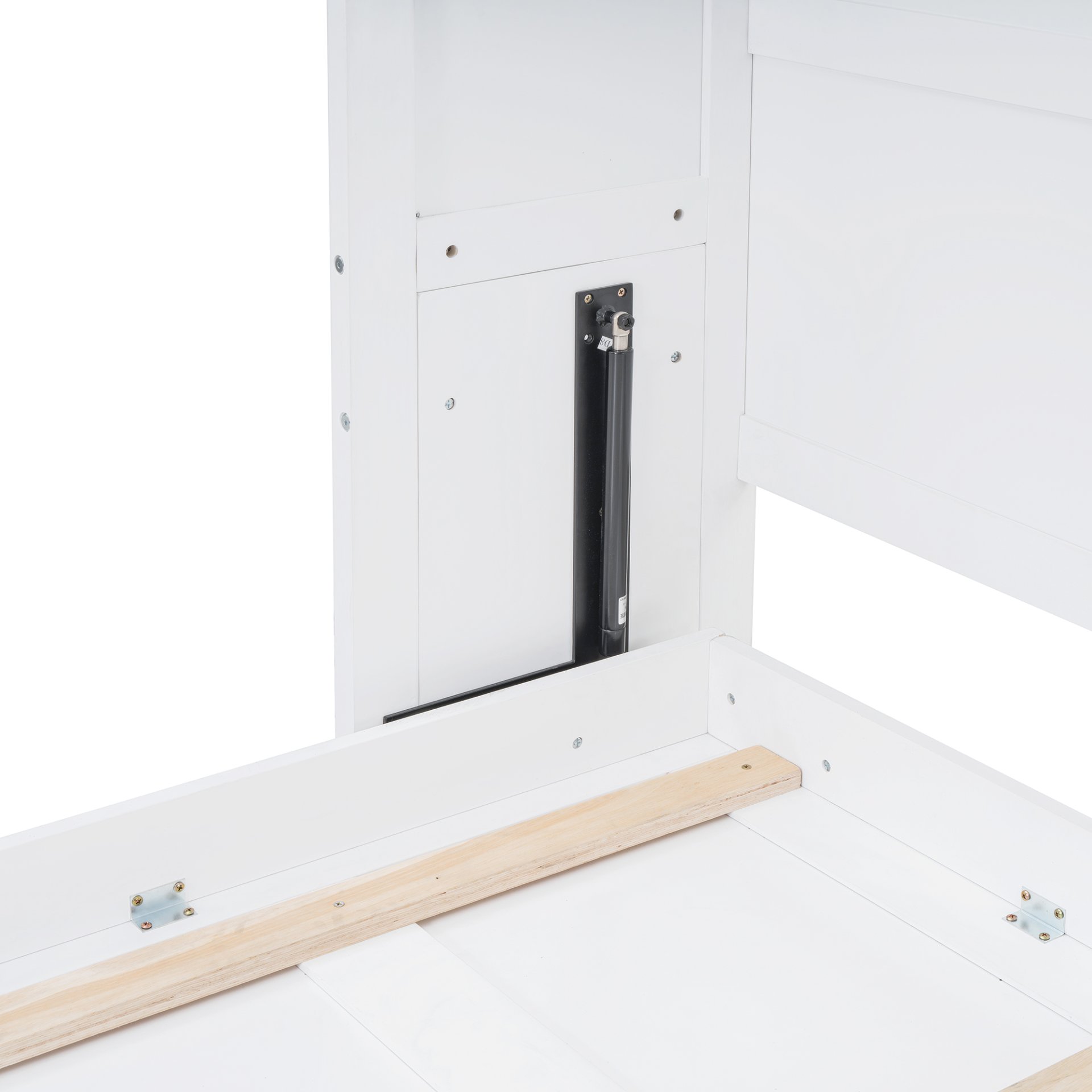 Full Size Space Saving Murphy Wall Bed With Top Cabinets, Flexible Slats - White - Image 8