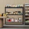 3 Tier Industrial Shelving Rack, Heavy Duty Shelving Unit Adjustable - Black - Image 4