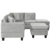 Modern Sectional Sofa With Storage Ottoman, L - Shape Couch With 2 Pillows And Cup Holders - Gray - Image 25