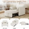 Convertible Pull Out Sofa Bed, 3 In 1 Convertible Sleeper Chair Adjustable Backrest With Thicked Cushions, Multi Functional Linen Armchair For Living Room, Bedroom, Apartment, Office - White - Image 7
