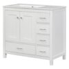 Bathroom Vanity With Ceramic Sink Combo, Abundant Storage Cabinet -2 Soft-Close Doors And 5 Drawers - White - Image 24
