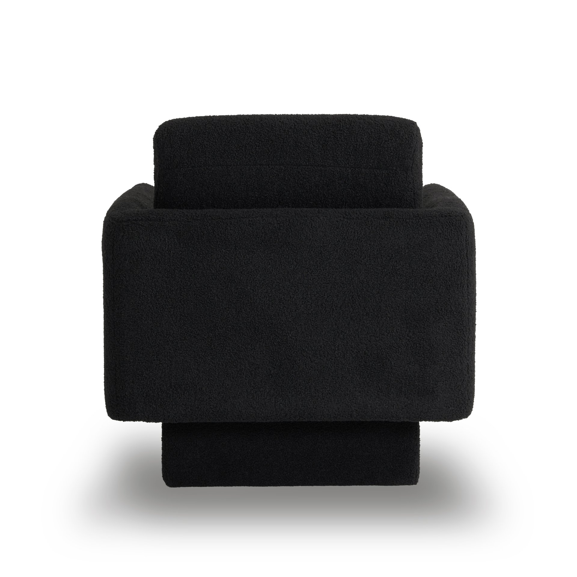360° Modern Swivel Accent Chair Round Armchair, Thick Padded Single Lounge Sofa Upholstered Comfy - Black - Image 11