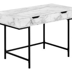 Computer Desk For Home Office, Laptop, Storage Drawers, Elegant Design - White