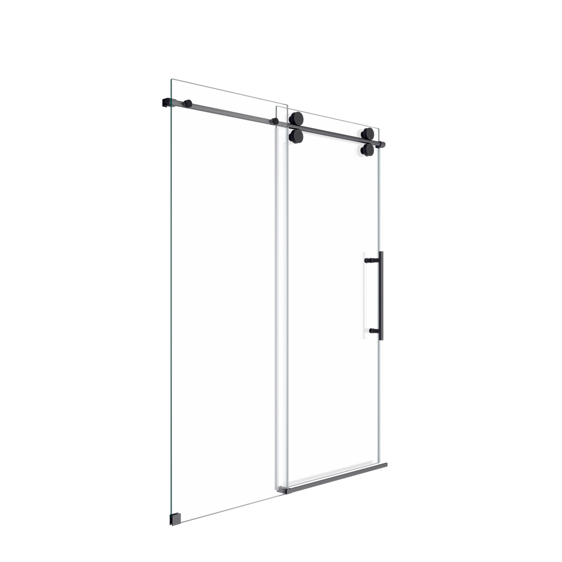 Frameless Single Sliding Shower Door Clear Tempered Glass - Matte Black - Image 14