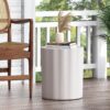 Outdoor End Table With Soft Wave Edge - Antique White - Image 9