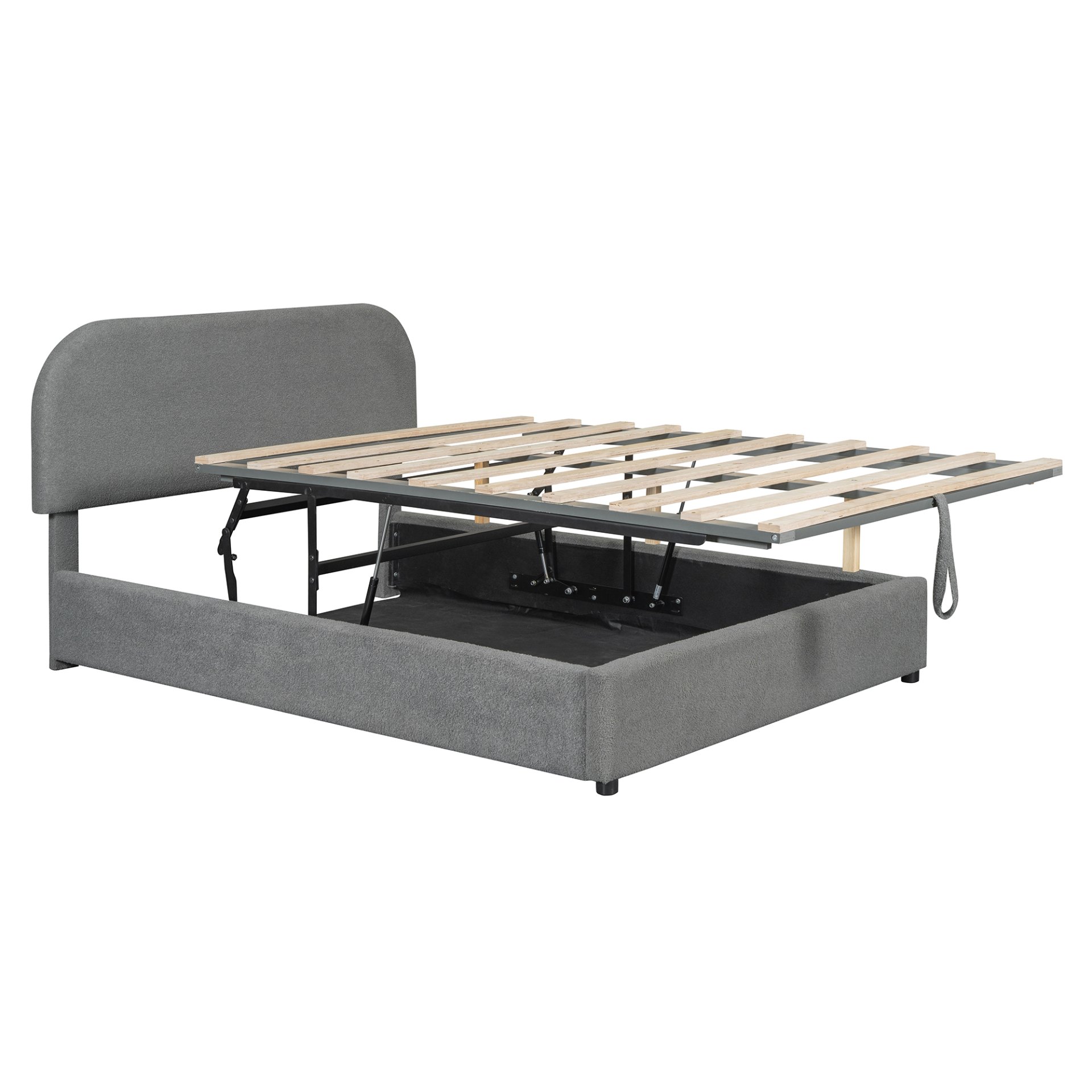 Full Size Upholstered Platform Bed With Hydraulic Storage System - Gray - Image 4