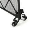 Minimalist Single Panel Iron Fireplace Screen With Diamond Design - Black - Image 8