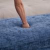 Modern Upholstered End Of Bed Bench With Armrests, Chenille Chaise Lounge Couch - Blue - Image 13