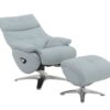Janella - Top Grain Leather Accent Chair With Swivel & Ottoman - Baby Blue - Image 3