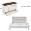 Full Solid Pine Murphy Bed Chest With Charging Station And Large Storage Drawer For Home Office Or Small Room - White / Walnut - Image 14
