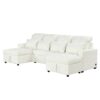 Oversized U - Shaped Sofa Versatile Sectional Sofa Pull Out Sofa Bed With Double Storage Chaise Lounges And 2 USB Ports For Living Room - Beige - Image 13
