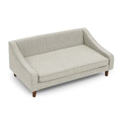 Modern Durable Elevated Dog Sofa Bed With Irregular Armrest Design Comfortable Foam Pet Sofa - Beige
