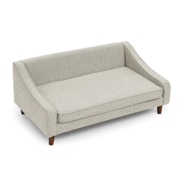 Modern Durable Elevated Dog Sofa Bed With Irregular Armrest Design Comfortable Foam Pet Sofa - Beige