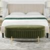 Chloe - Modern Glam Storage Bench - Olive Green - Image 15