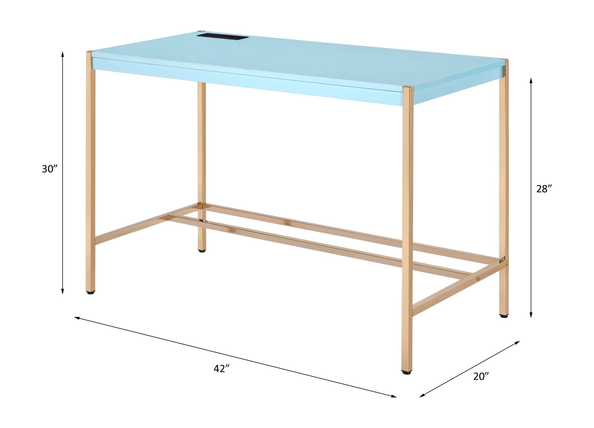 Midriaks - Writing Desk With USB - Gold / Light Blue - Image 9