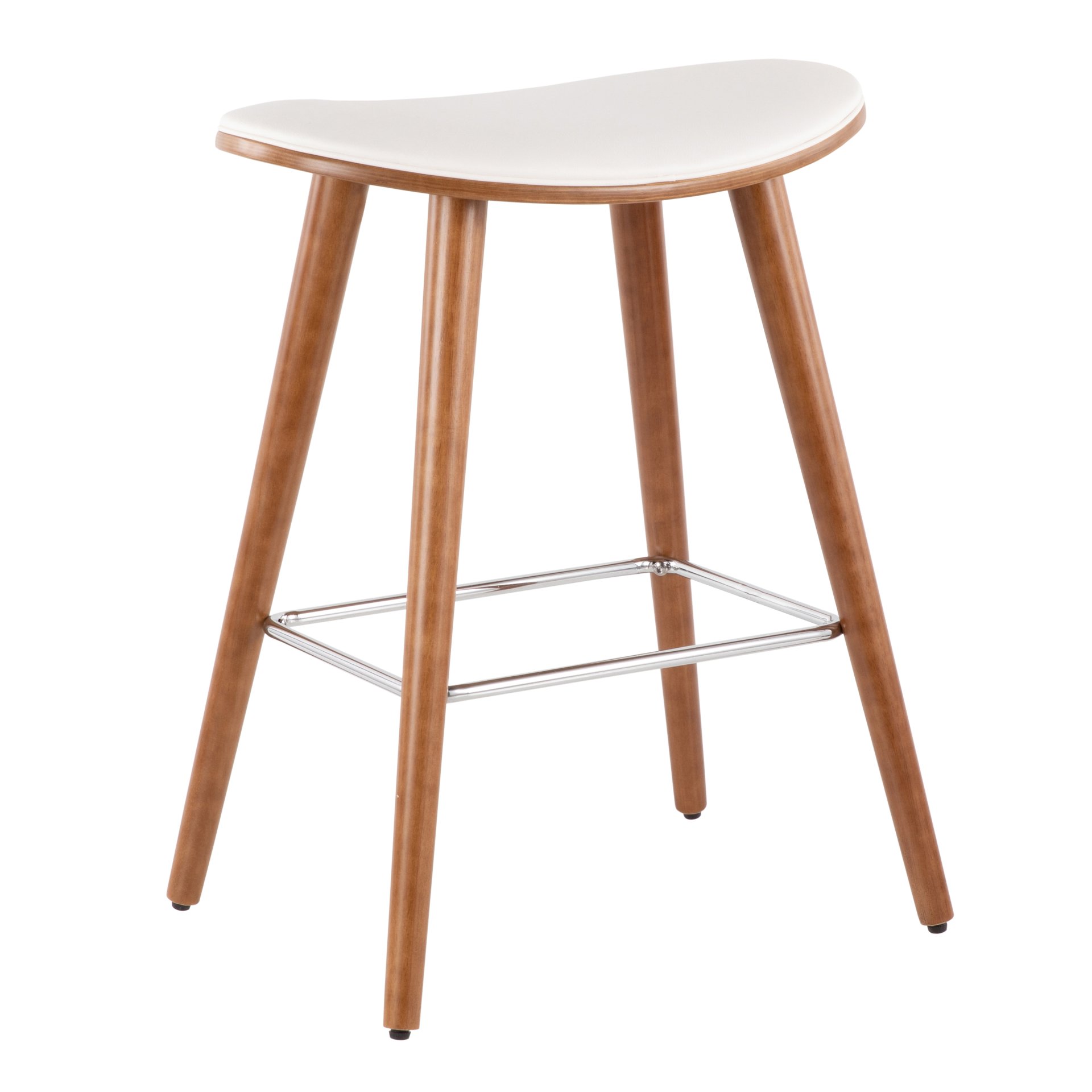 Saddle - Mid-Century Modern Counter Stool (Set of 2) - Walnut / White - Image 2