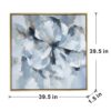 Large Modern Flower Oil Painting, SquareFrame Wall Art - Blue / Gray - Image 7
