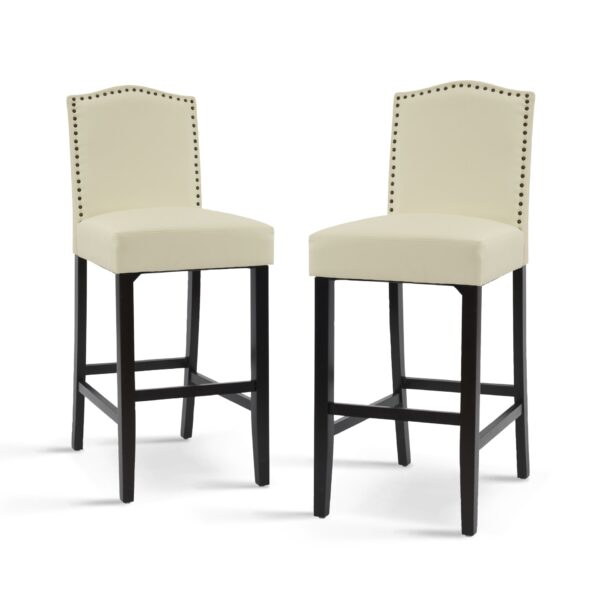 Barstools (Set of 2), Counter Height Upholstered Bar Stools For Kitchen Island - Beige